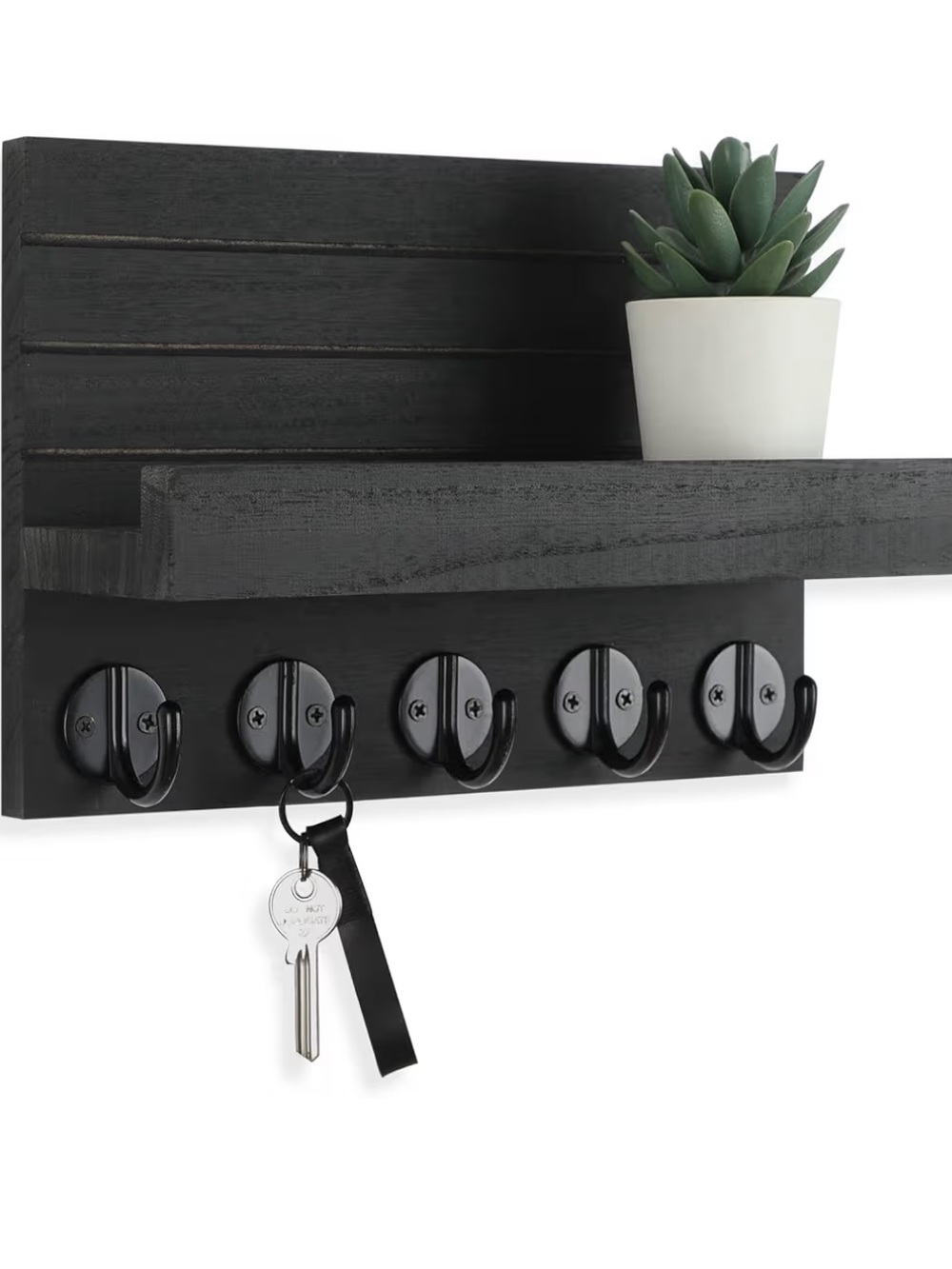 NEW! Black Lwenki Key Mail Leash Coat Holder Organizer for Wall Entryway Mudroom